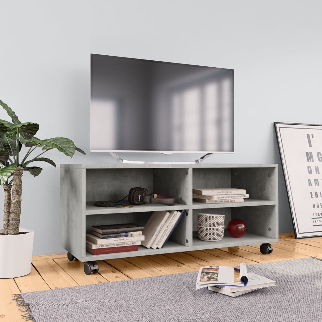 Móvel de TV com rodas 90x35x35 cm derivados de madeira branco