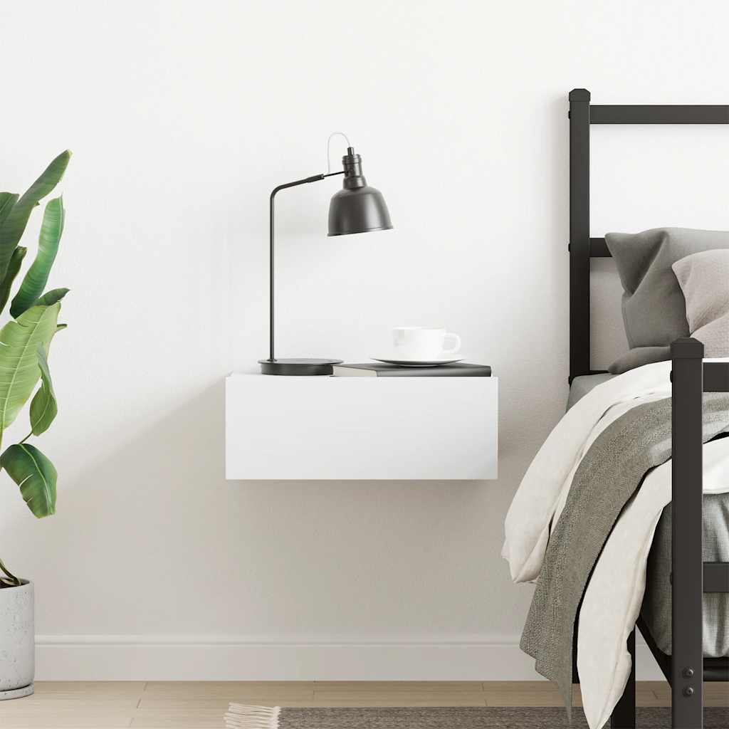 Mesa de cabeceira suspensa 40x30x15 cm derivados madeira branco