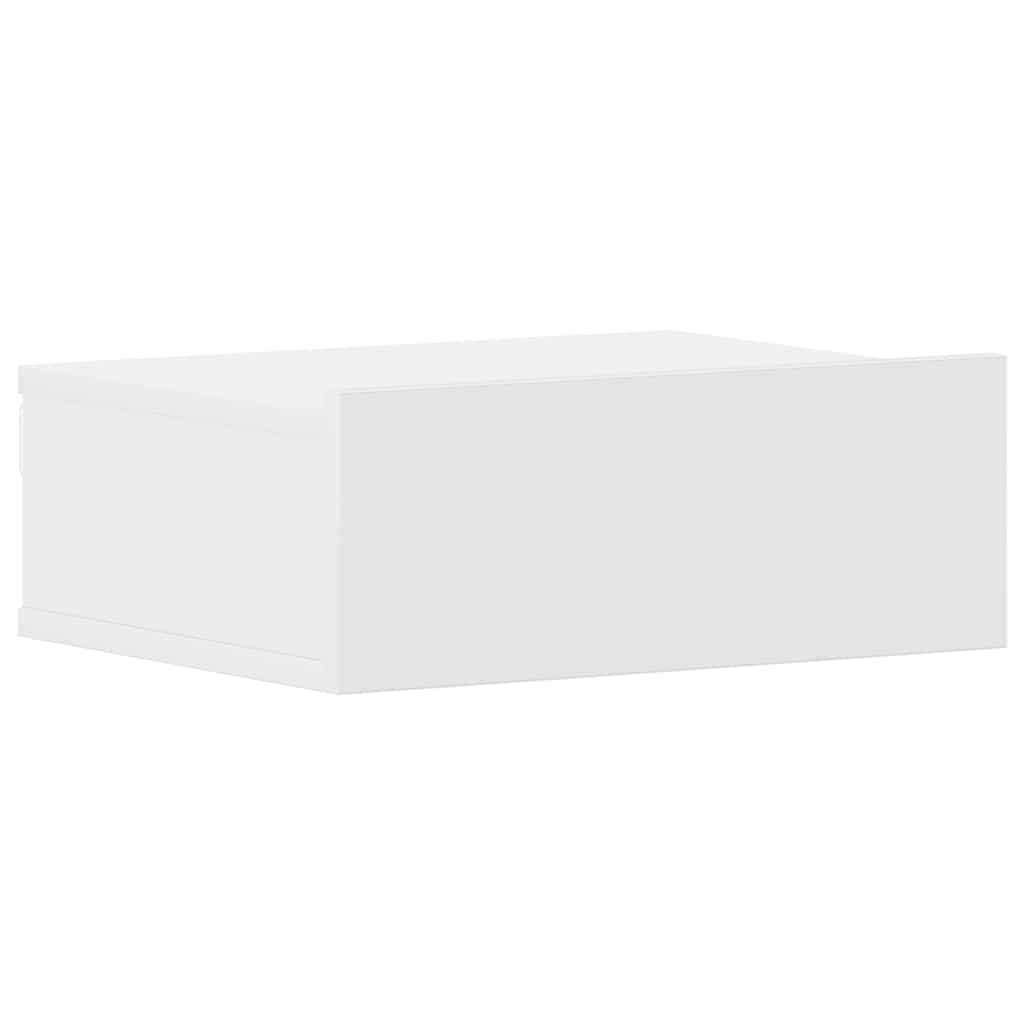 Mesas de cabeceira flutuantes 2 pcs derivados de madeira branco