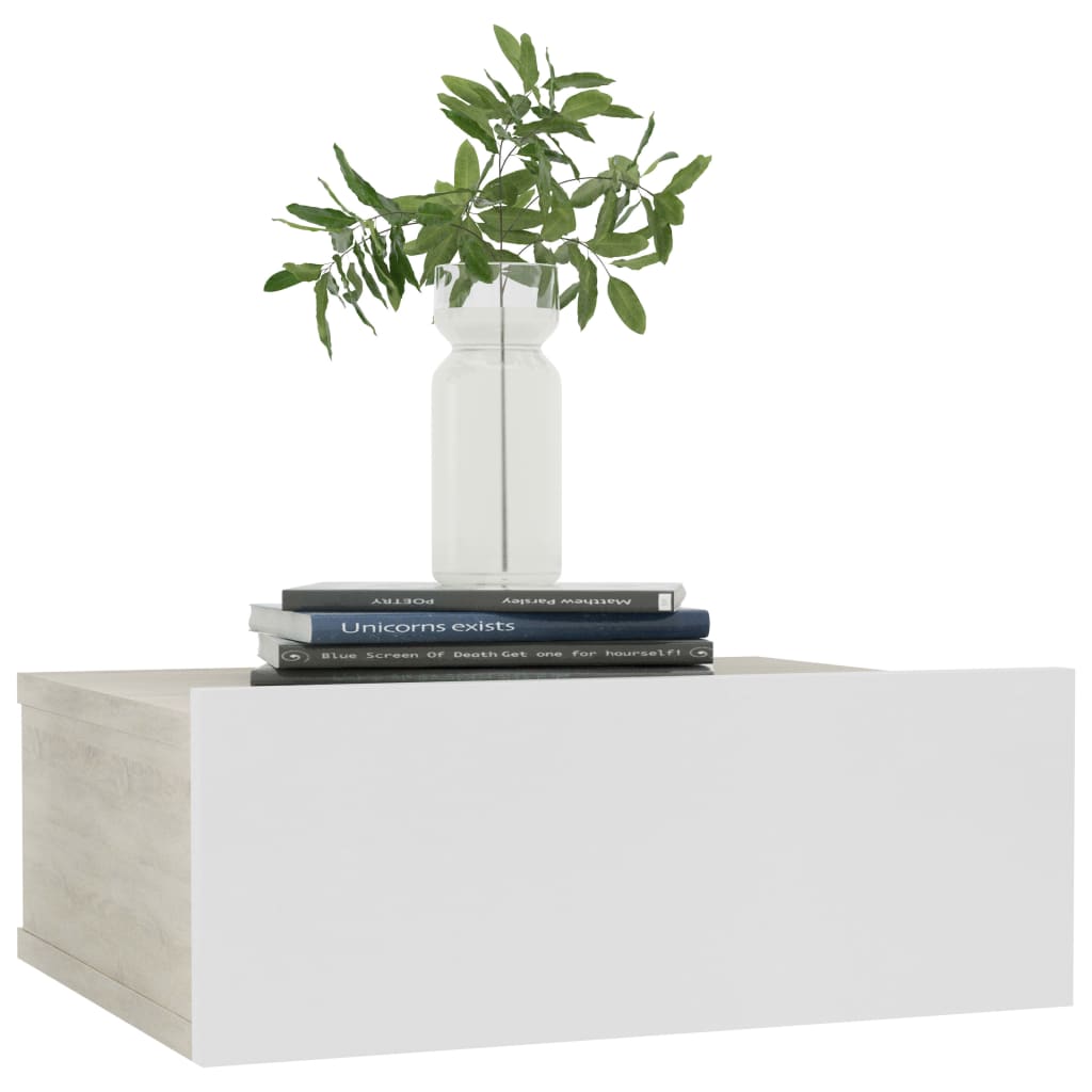 Mesa de cabeceira suspensa 40x30x15 cm derivados madeira branco