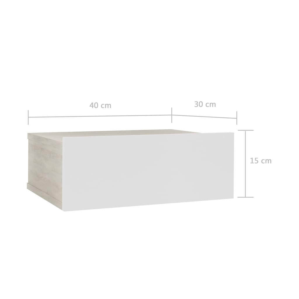 Mesa de cabeceira suspensa 40x30x15 cm derivados madeira branco