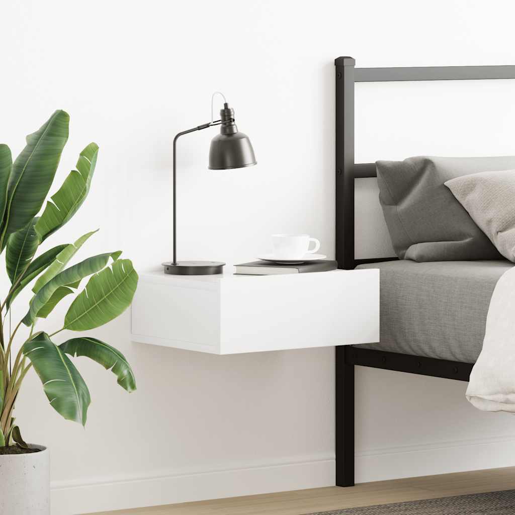 Mesa de cabeceira suspensa 40x30x15 cm derivados madeira branco