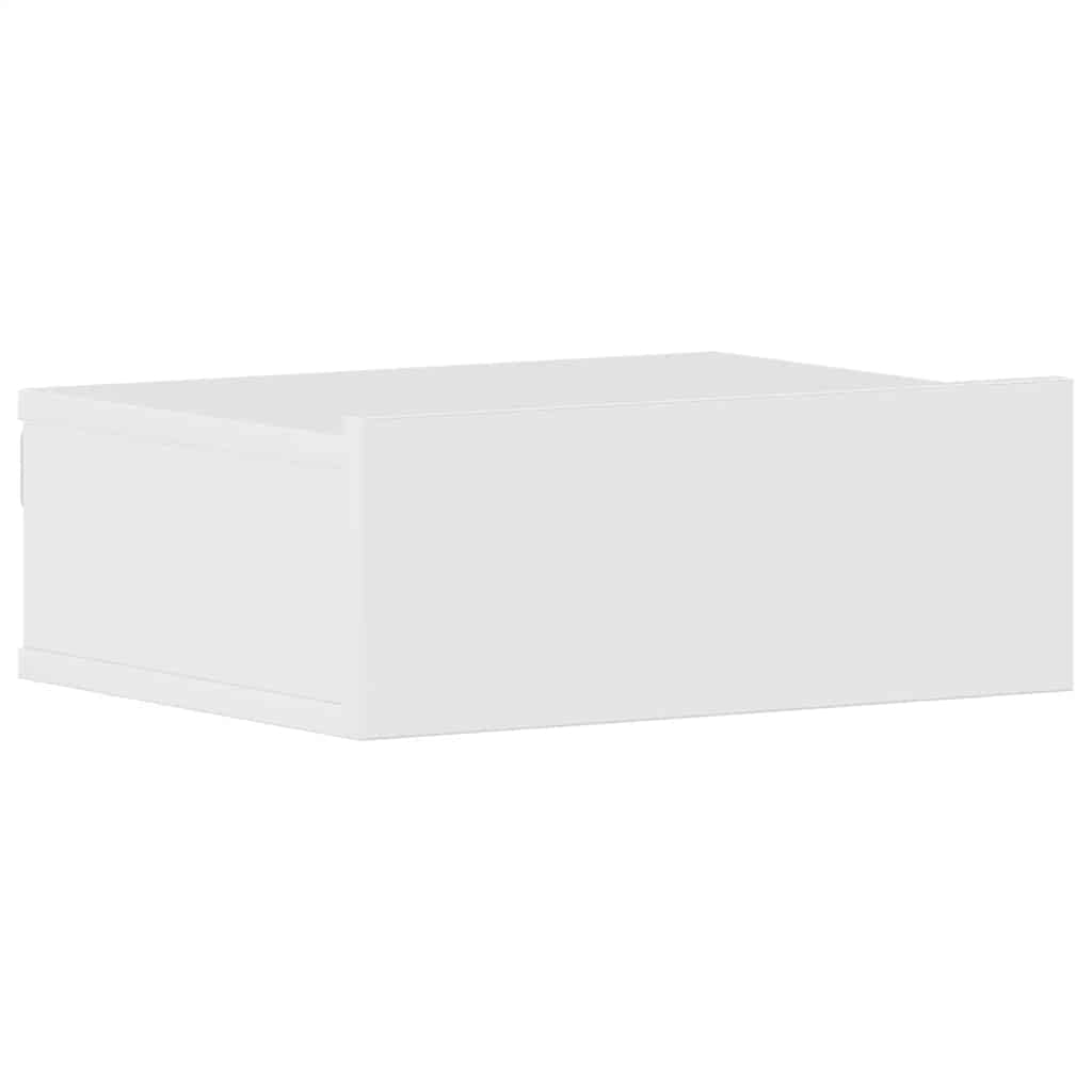 Mesa de cabeceira suspensa 2 pcs 40x31x27 cm branco brilhante