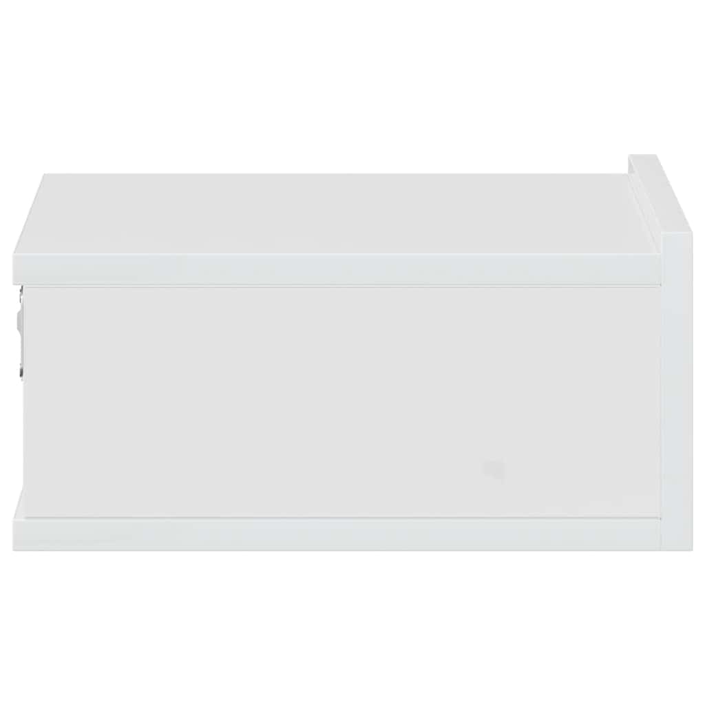 Mesa de cabeceira suspensa 2 pcs 40x31x27 cm branco brilhante