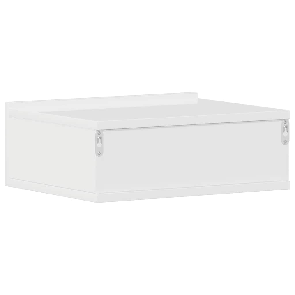 Mesa de cabeceira suspensa 2 pcs 40x31x27 cm branco brilhante
