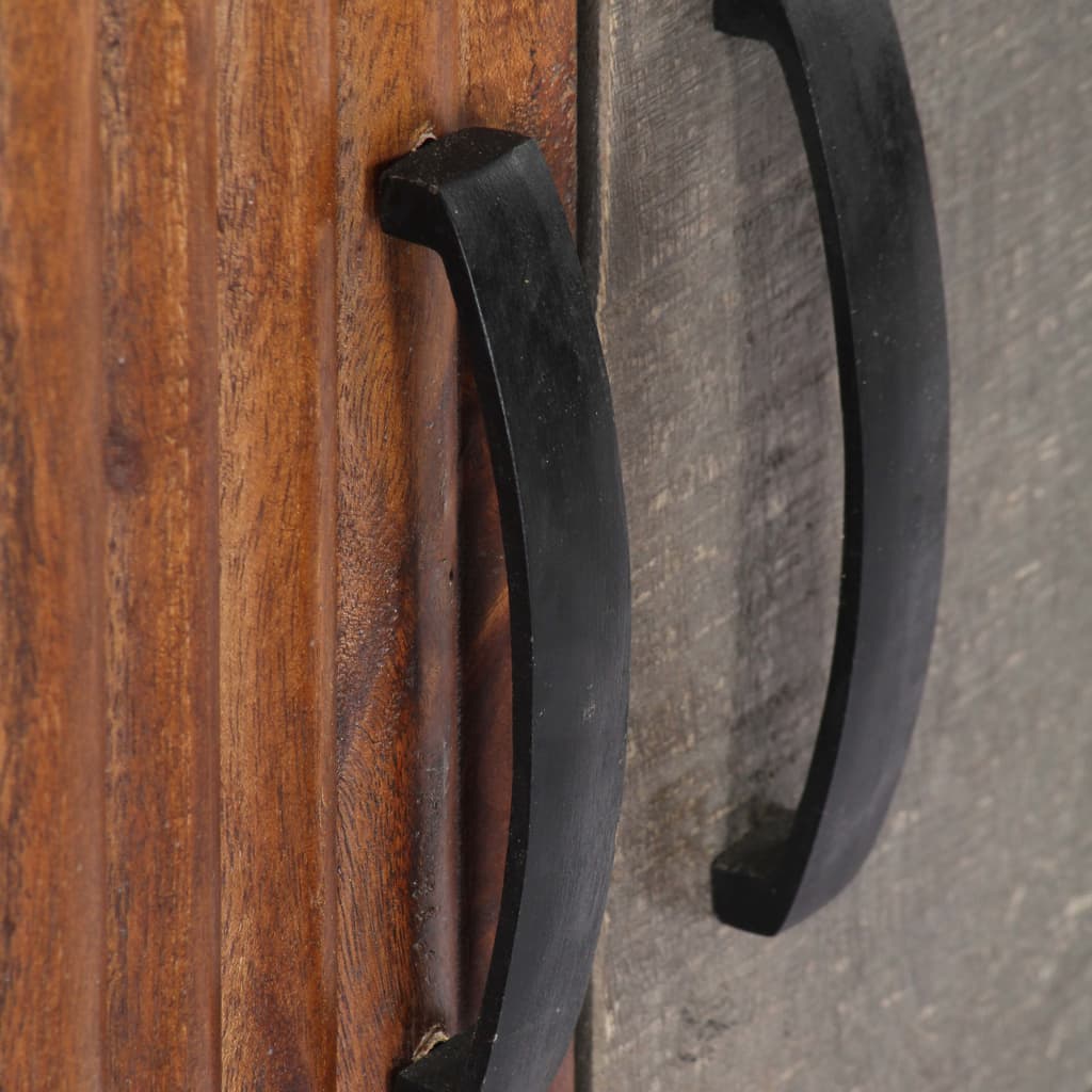 Móvel TV 130x30x46 cm madeira mangueira áspera maciça cinzento