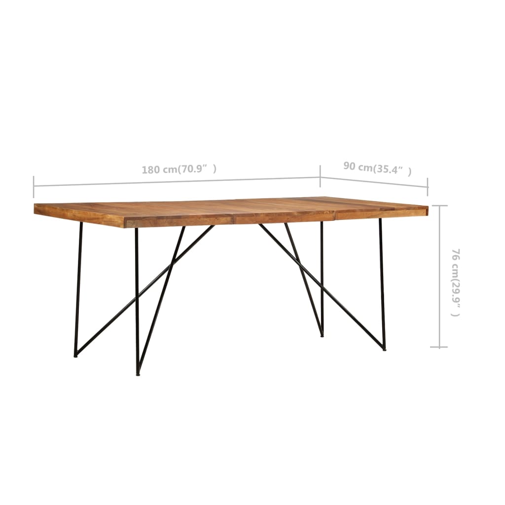 Mesa de jantar 180x90x76 cm madeira de acácia maciça