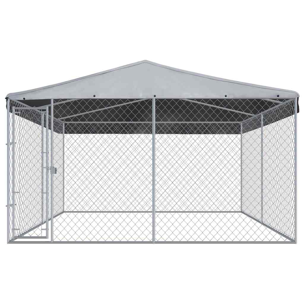 Canil de exterior com telhado 382x382x225 cm