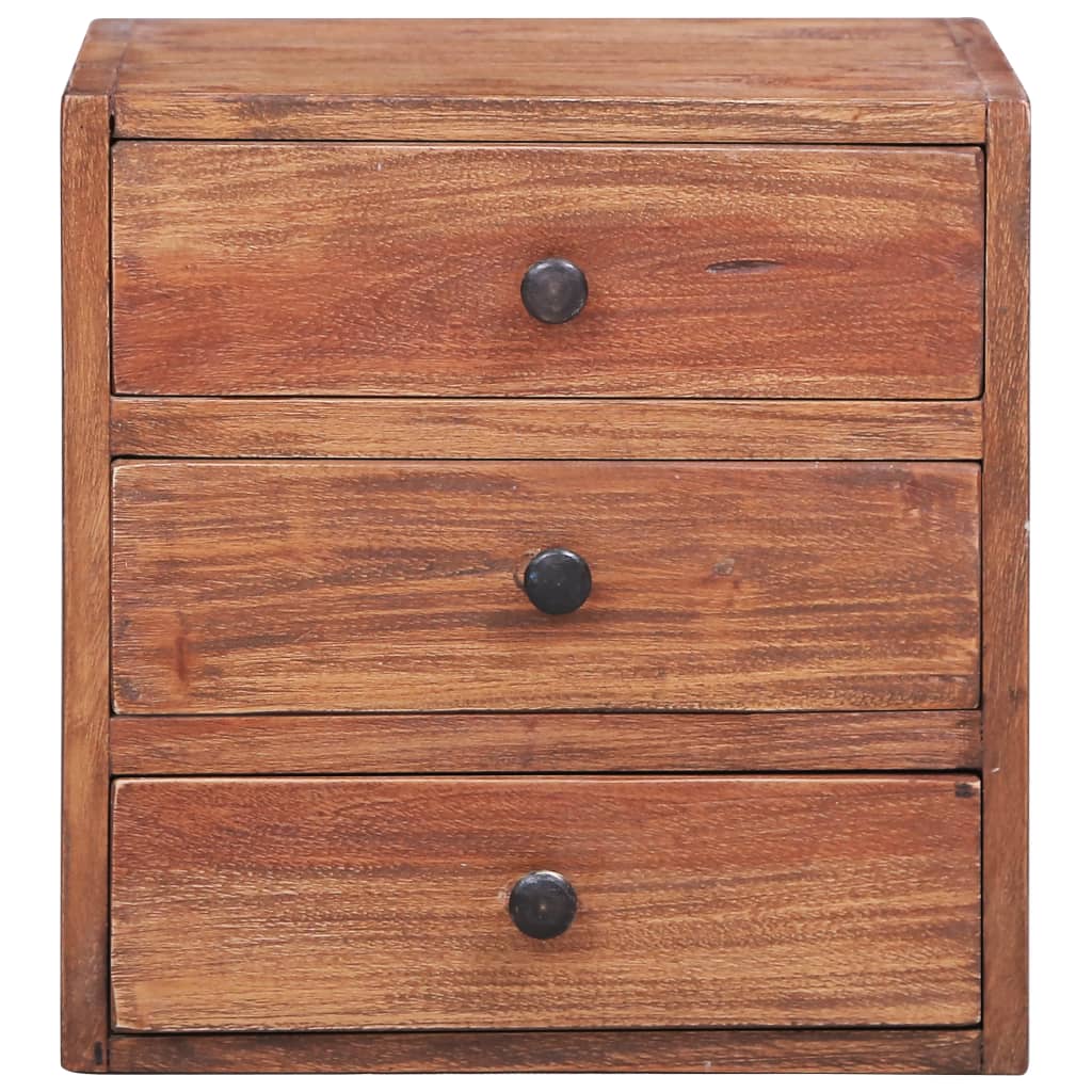 Mesa cabeceira 3 gavetas 35x25x35 cm madeira de mogno maciça