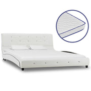 Cama + colchão espuma memória 140x200cm couro artificial branco