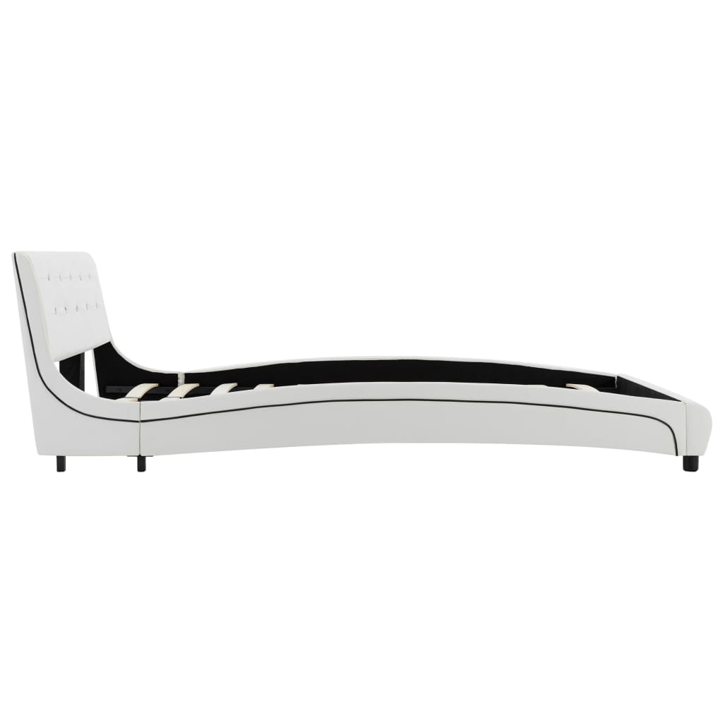 Cama + colchão espuma memória 140x200cm couro artificial branco