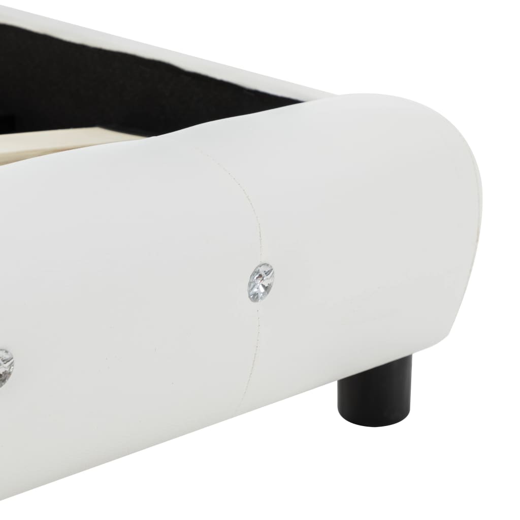 Cama + colchão espuma memória 140x200cm couro artificial branco