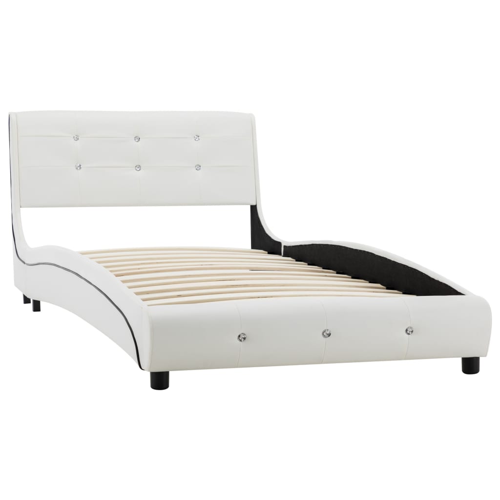 Cama com colchão 90x200 cm couro artificial branco