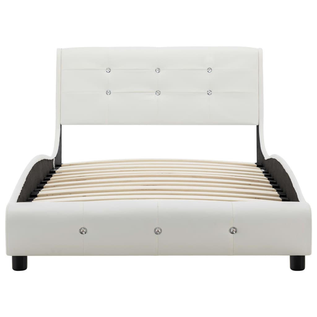 Cama com colchão 90x200 cm couro artificial branco