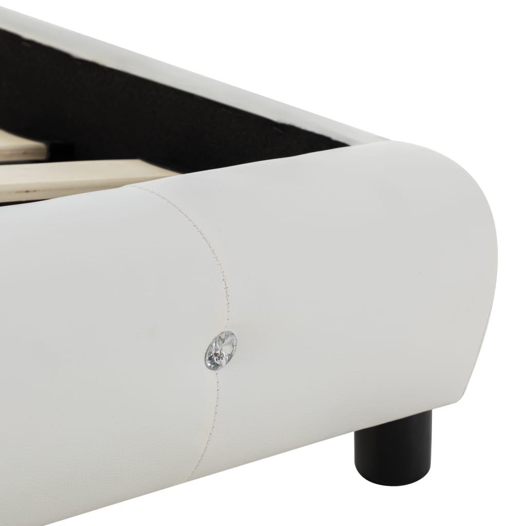 Cama com colchão 90x200 cm couro artificial branco