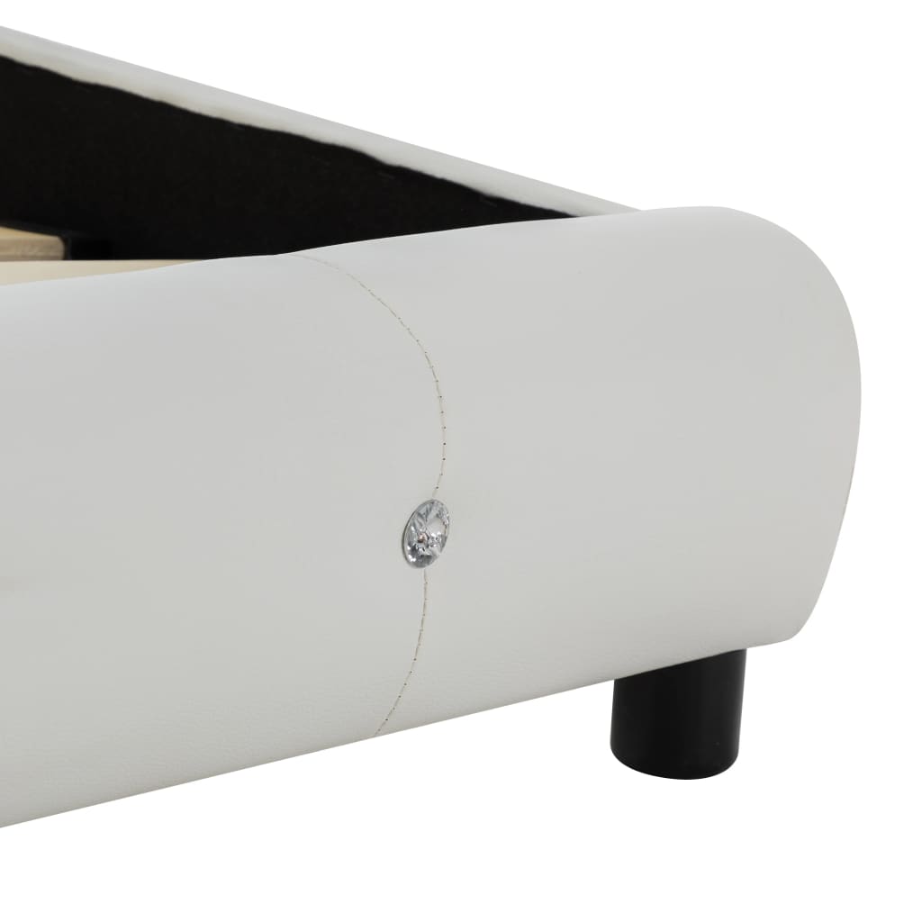 Cama com colchão 160x200 cm couro artificial branco