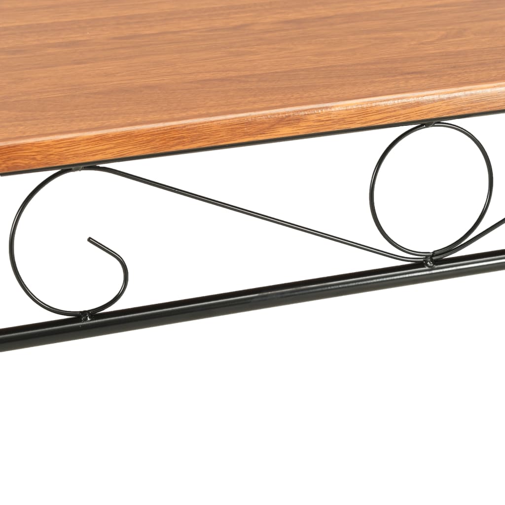 7 pcs conjunto de jantar em MDF e aço castanho