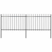 Cerca de jardim com topo em lanças 3,4x1,2 m aço preto