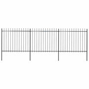 Cerca de jardim com topo em forma de lança em aço 537x150 cm, preta
