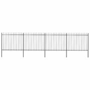 Cerca de jardim com topo em forma de lança em aço 714,5x150 cm, preta