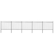 Cerca de jardim com topo em forma de lança em aço 892,5x150 cm, preta