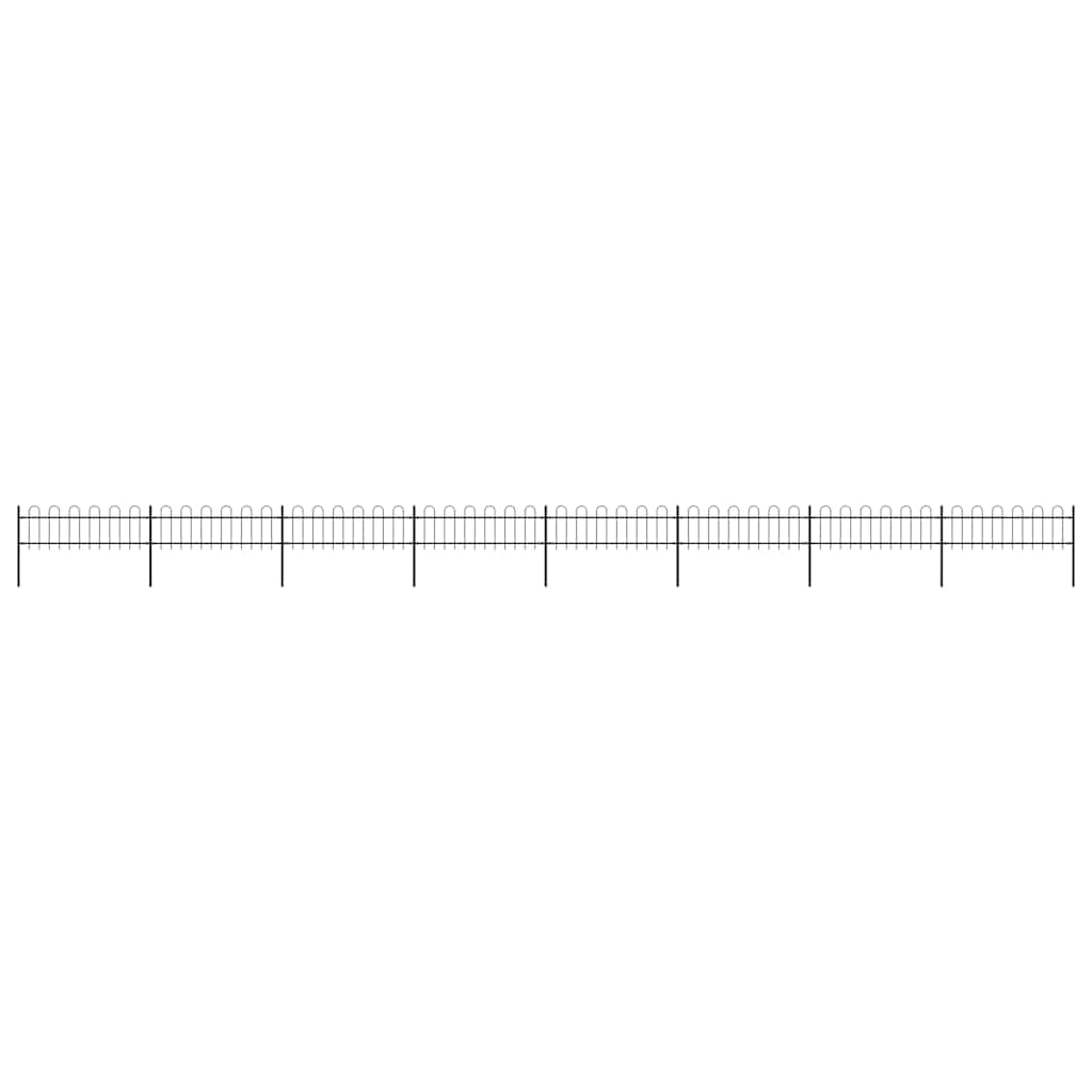 Cerca de jardim com arco superior em aço 1426 x 150 cm, preta