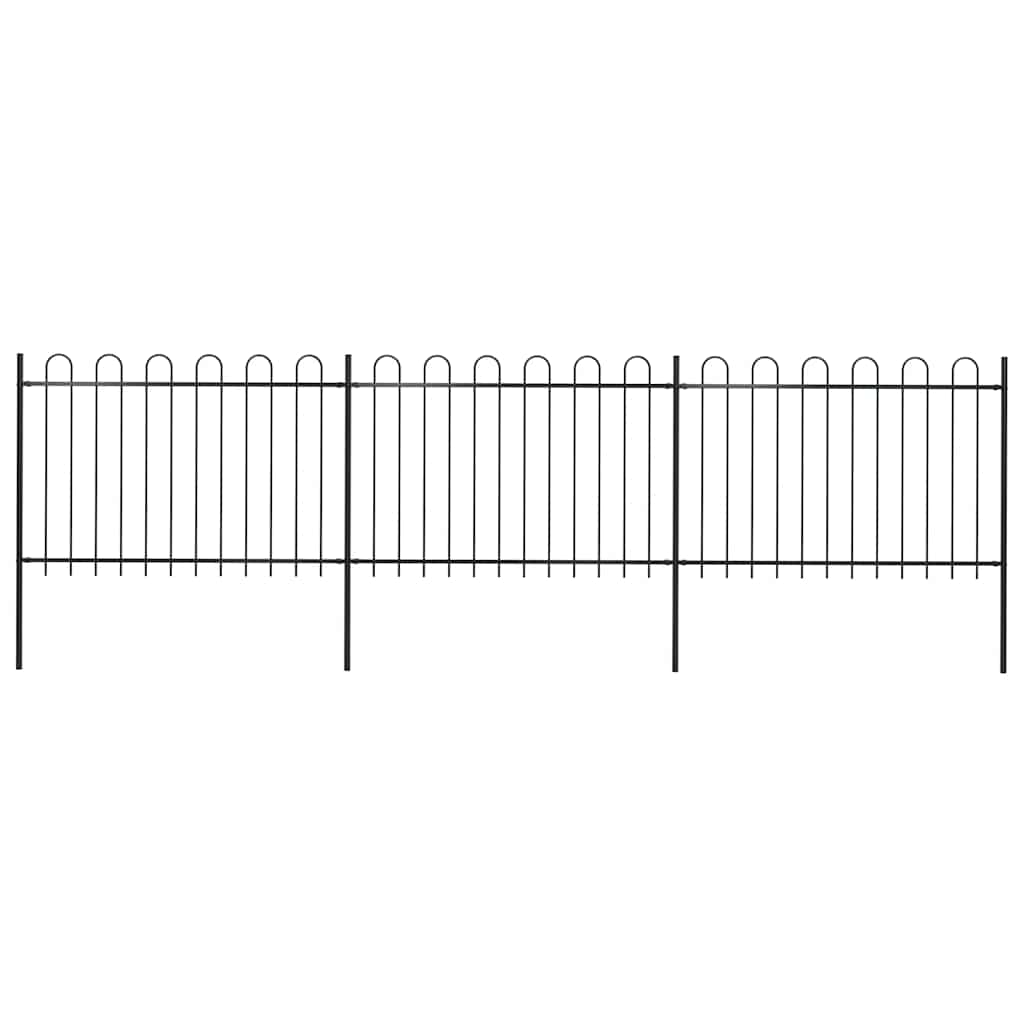 Cerca de jardim com arco superior em aço 537x120 cm preta