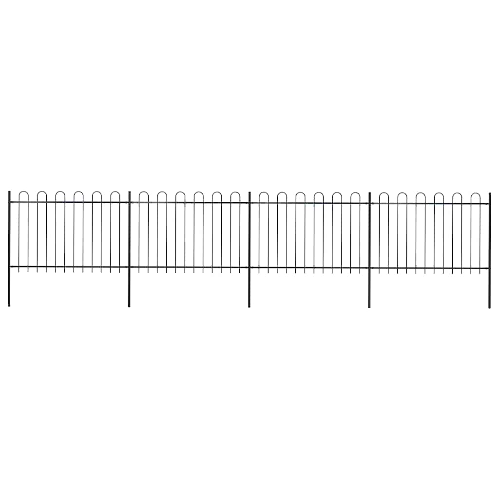 Cerca de jardim com arco superior em aço 714,5x150 cm preta