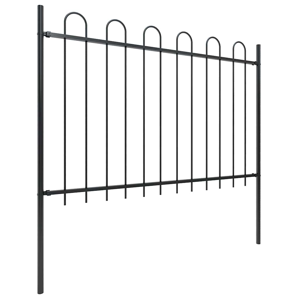 Cerca de jardim com arco superior em aço 1603,5x150 cm preta