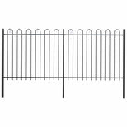 Cerca de jardim com arco superior em aço 359x150 cm preta