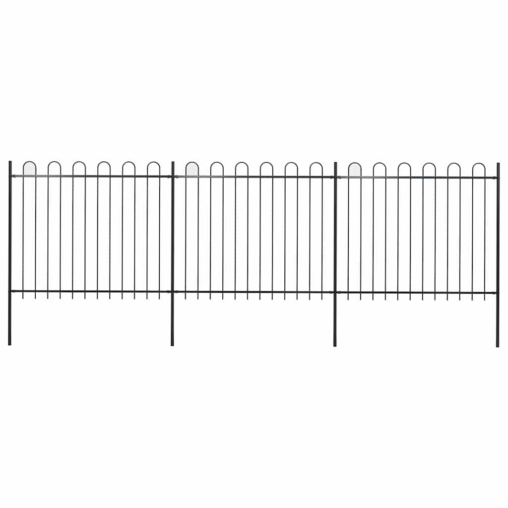 Cerca de jardim com arco superior em aço 537x120 cm preta