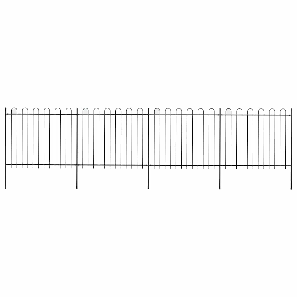 Cerca de jardim com arco superior em aço 714,5x150 cm preta