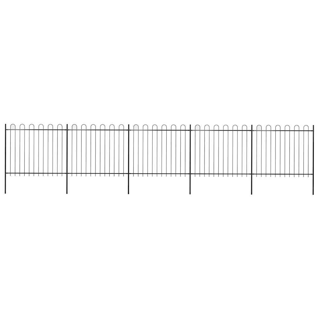 Cerca de jardim com arco superior em aço 892,5x150 cm preta