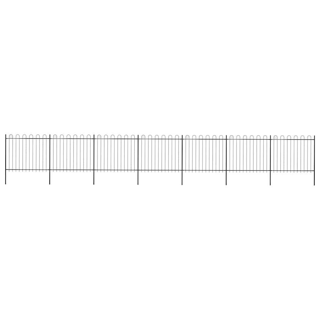 Cerca de jardim com arco superior em aço 1248x150 cm preta