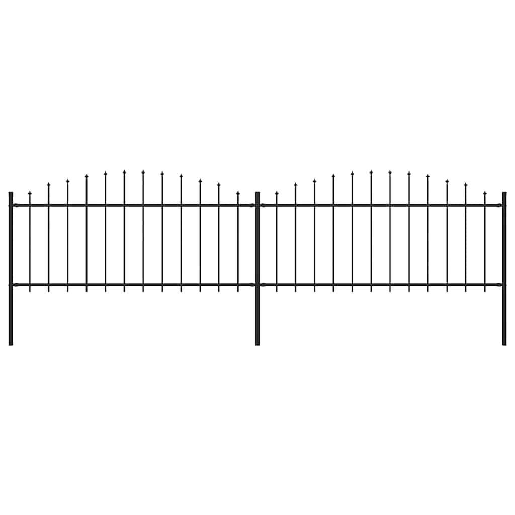 Cerca de jardim com topo em forma de lança em aço 359x200 cm, preta