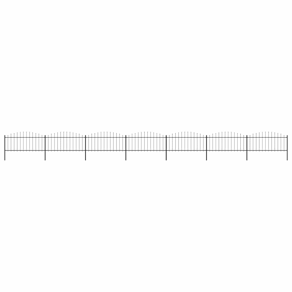 Cerca de jardim com topo em forma de lança em aço 1248x175 cm, preta