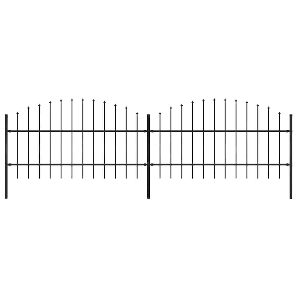 Cerca de jardim com topo em forma de lança em aço 359x200 cm, preta