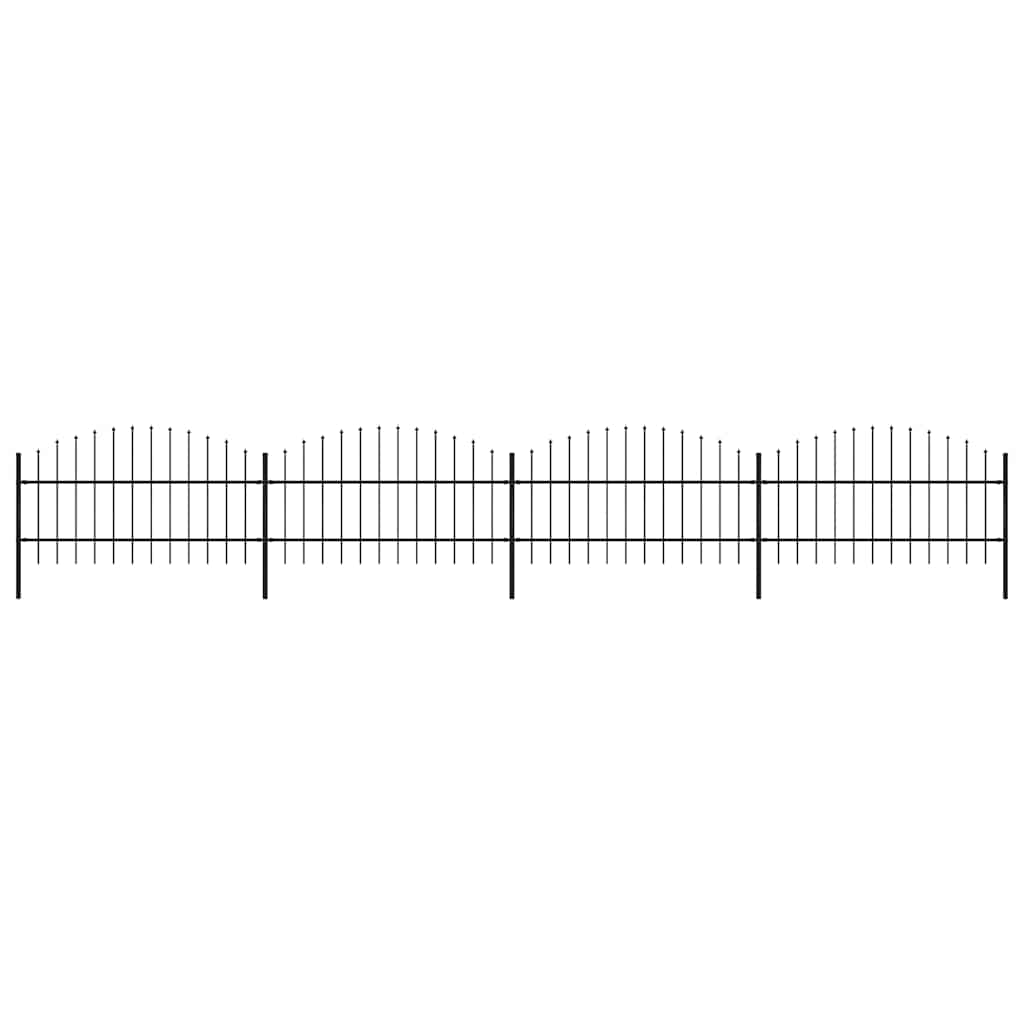 Cerca de jardim com topo em forma de lança em aço 714,5x200 cm, preta