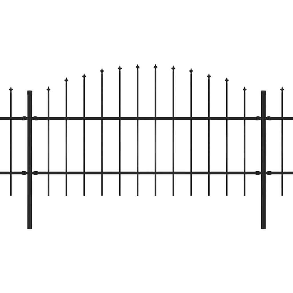 Cerca de jardim com topo em forma de lança em aço 714,5x200 cm, preta
