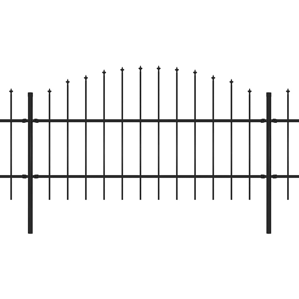 Cerca de jardim com topo em forma de lança em aço 1070x200 cm, preta