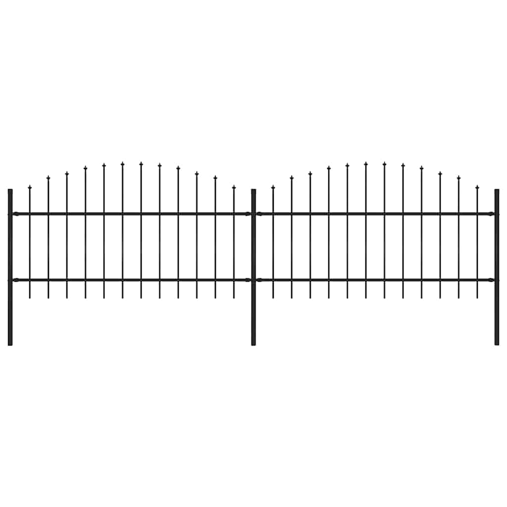 Cerca de jardim com topo em forma de lança em aço 359x200 cm, preta