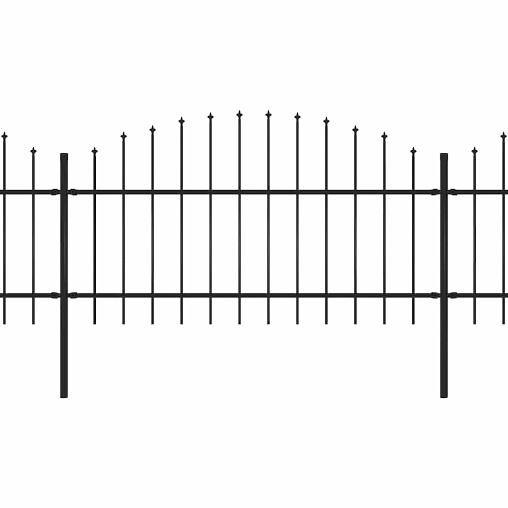 Cerca de jardim com topo em forma de lança em aço 1426x175 cm, preta