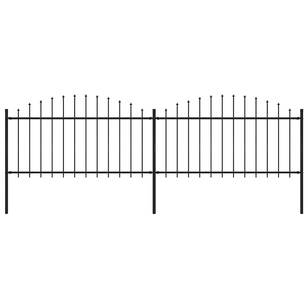 Cerca de jardim com topo em forma de lança em aço 359x200 cm, preta