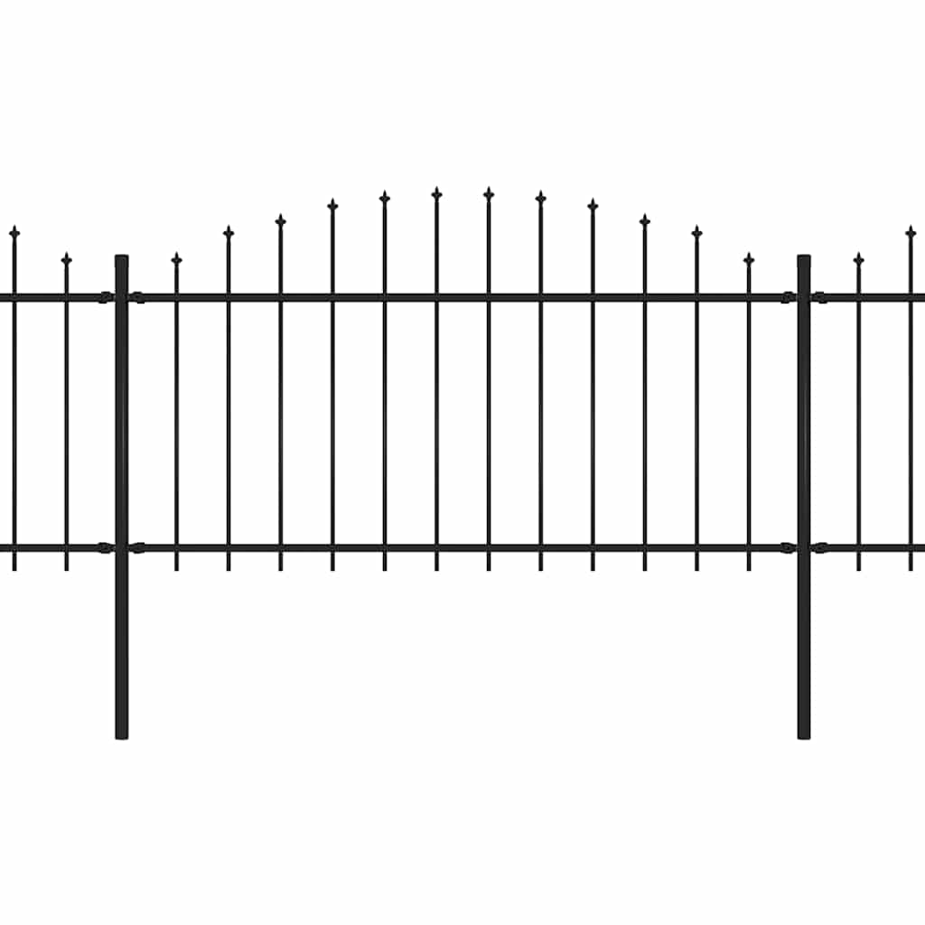 Cerca de jardim com topo em forma de lança em aço 1248x175 cm, preta