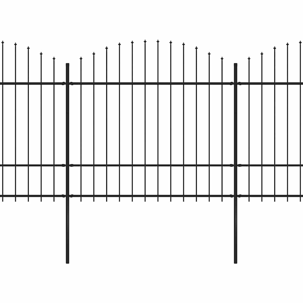 Cerca de jardim com topo em forma de lança em aço 714,5x200 cm, preta