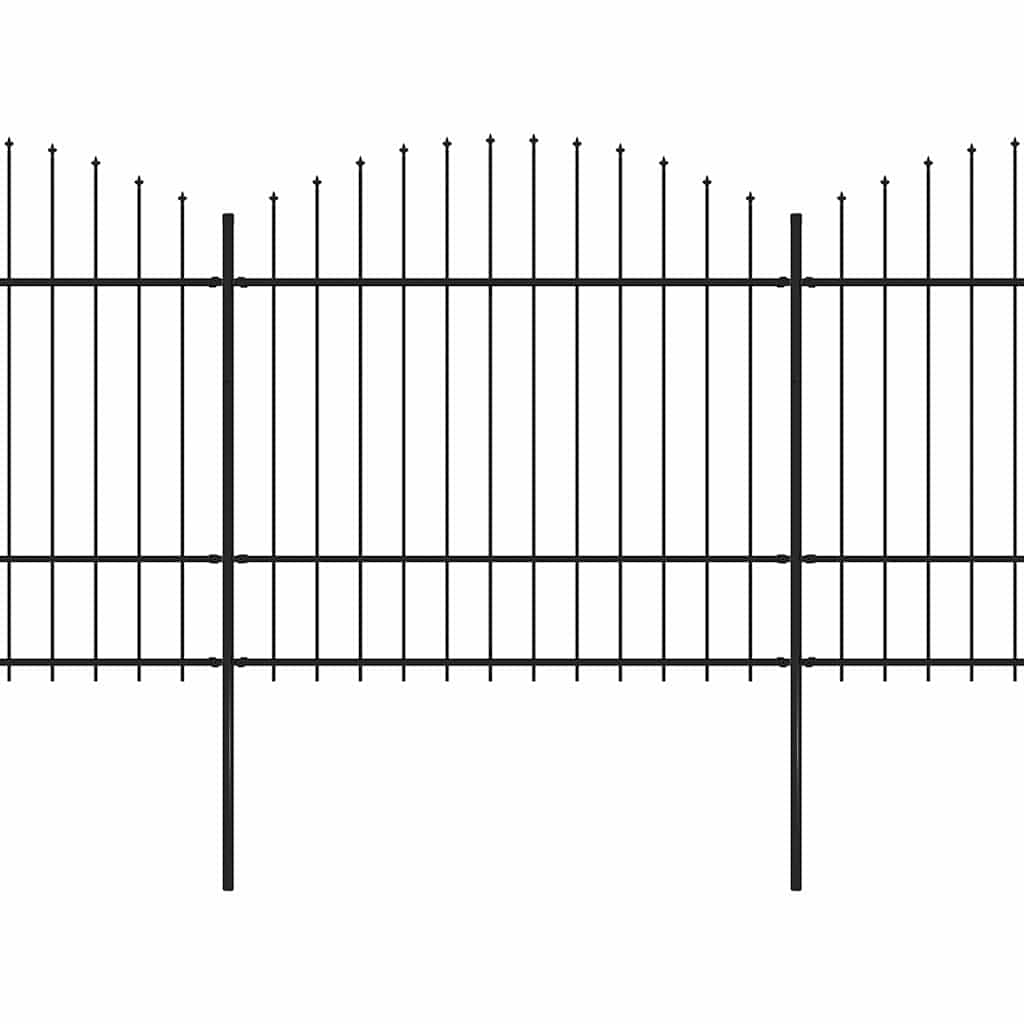 Cerca de jardim com topo em forma de lança em aço 892,5x200 cm, preta
