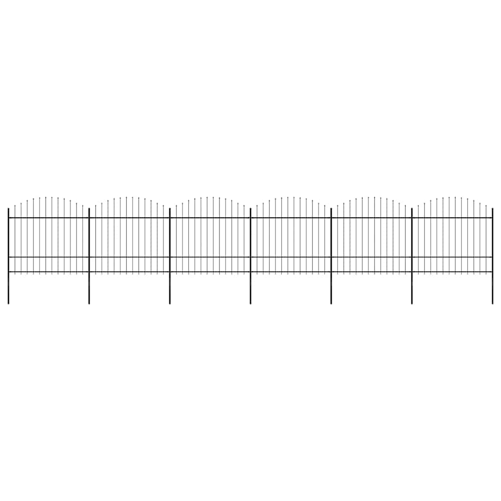 Cerca de jardim com topo em forma de lança em aço 1070x200 cm, preta