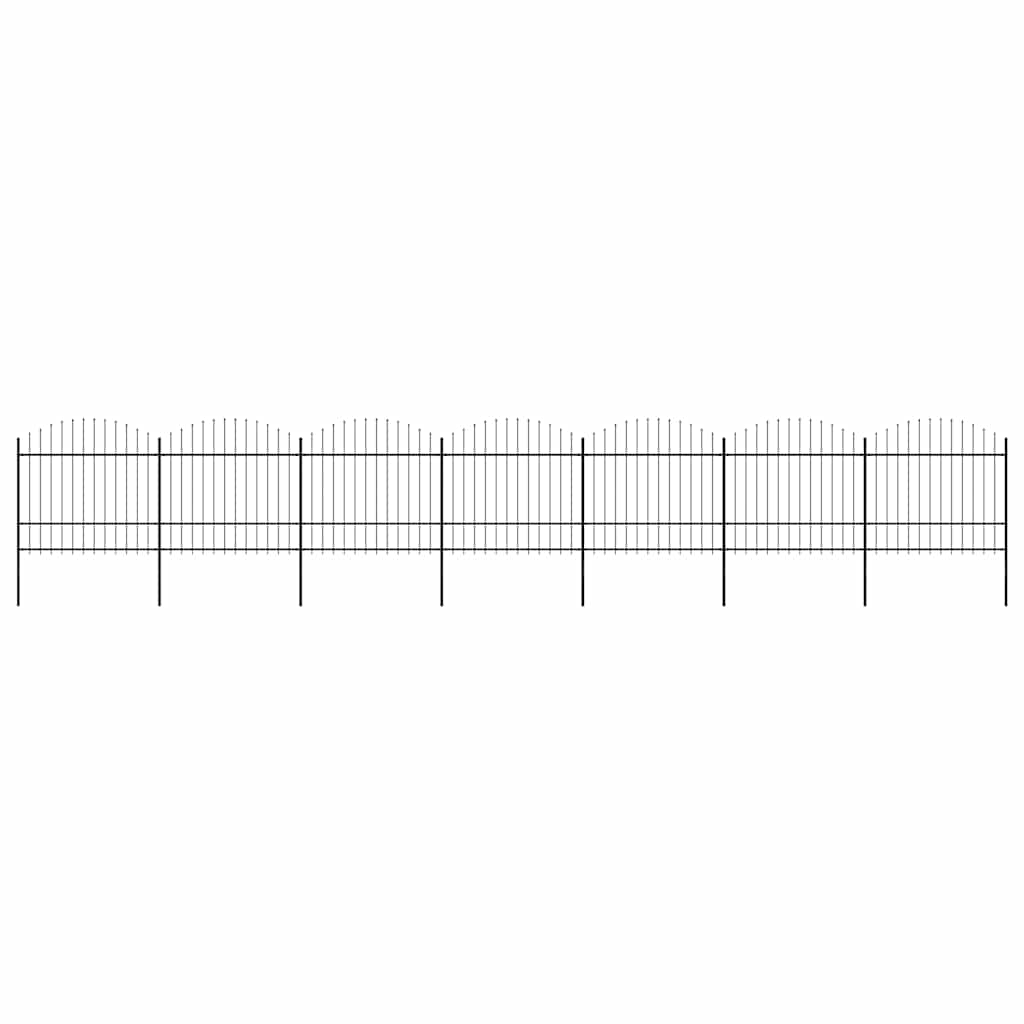 Cerca de jardim com topo em forma de lança em aço 1248x175 cm, preta