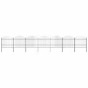 Cerca de jardim com topo em forma de lança em aço 1248x175 cm, preta