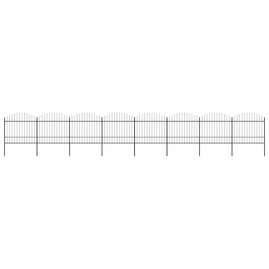 Cerca de jardim com topo em forma de lança em aço 1426x175 cm, preta